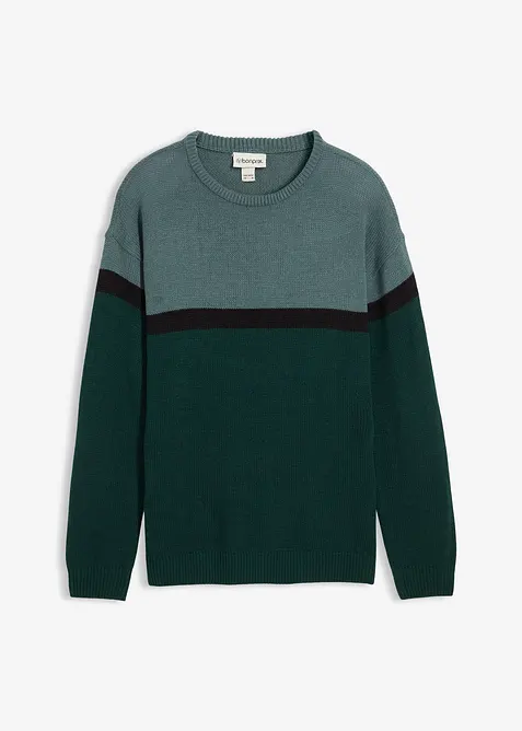 Pull à col rond facile d’entretien, style color-block, bonprix