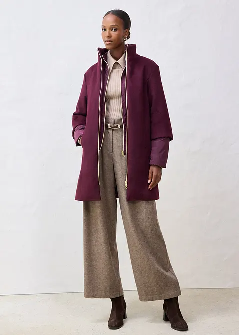 Manteau en laine avec légère doudoune intérieure en duvet (ens. 2 pces), bonprix