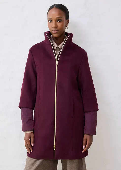 Manteau en laine avec légère doudoune intérieure en duvet (ens. 2 pces), bonprix