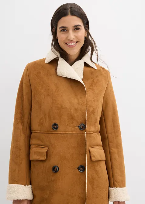 Manteau effet peau retournée avec doublure sherpa, bonprix