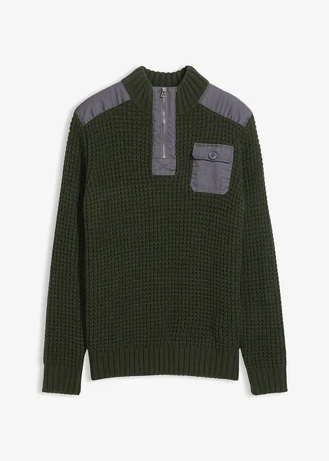 Grobstrick Troyer Pullover mit Web-Besatz, bonprix