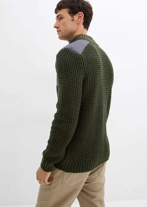 Grobstrick Troyer Pullover mit Web-Besatz, bonprix