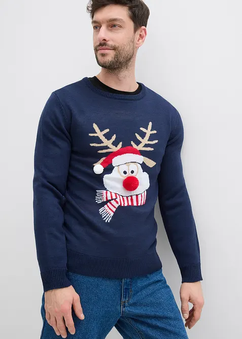 Pull en maille fine avec motif de Noël, bonprix