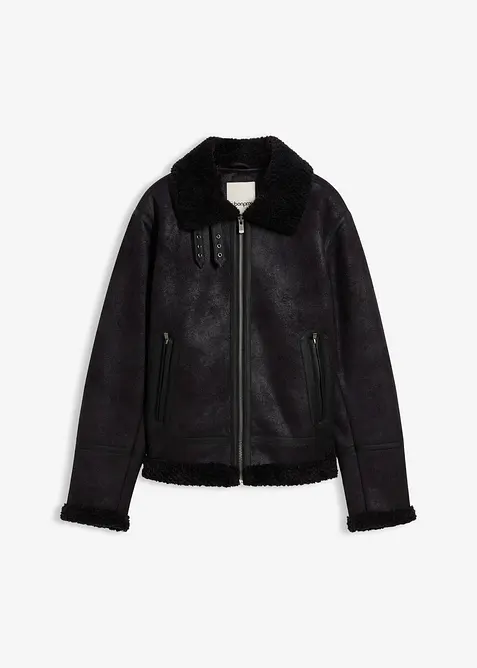 Blouson enduit doublé sherpa, bonprix