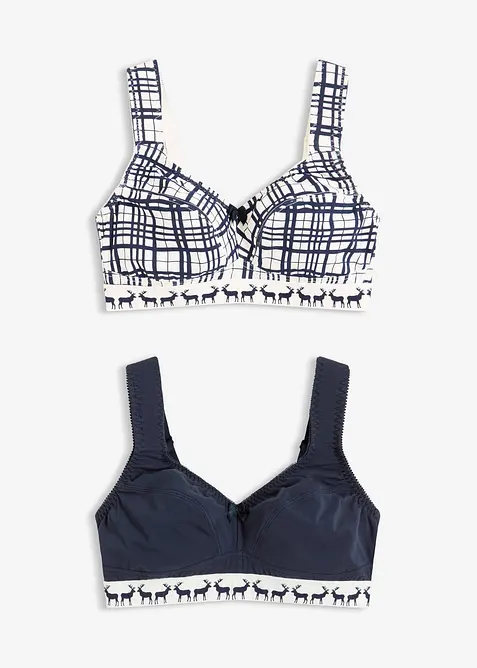 Lot de 2 soutiens-gorge coton sans armatures, bonprix