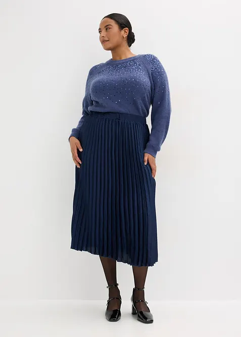 Jupe plissée en satin fin, bonprix