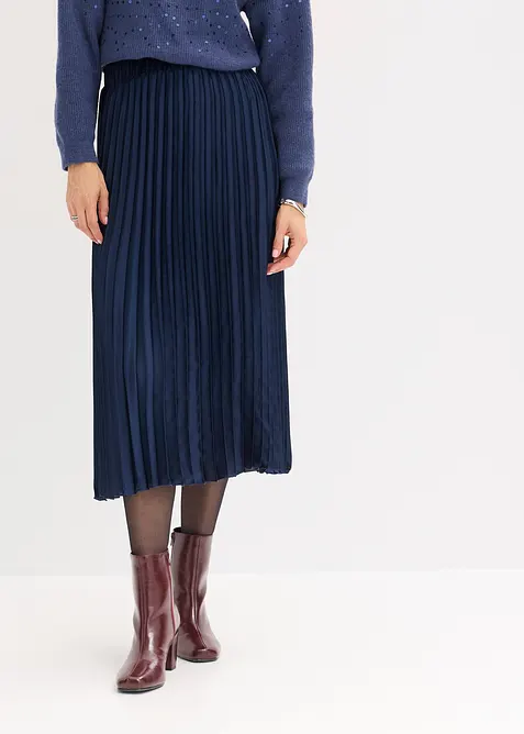 Jupe plissée en satin fin, bonprix