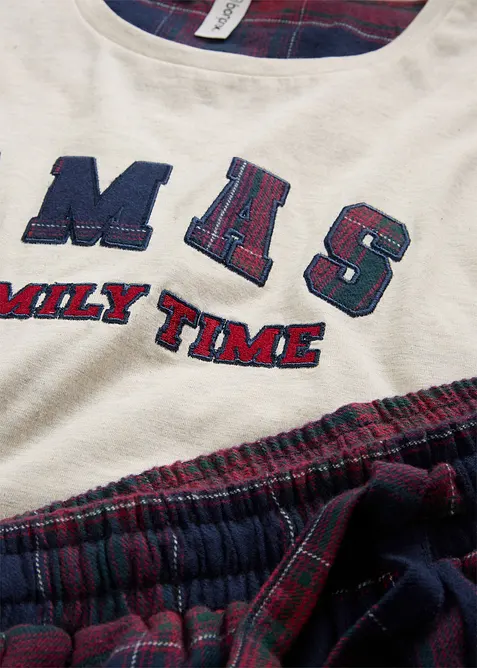 Herren Pyjama mit Flanellhose aus weicher Baumwolle und Geschenktasche, bonprix