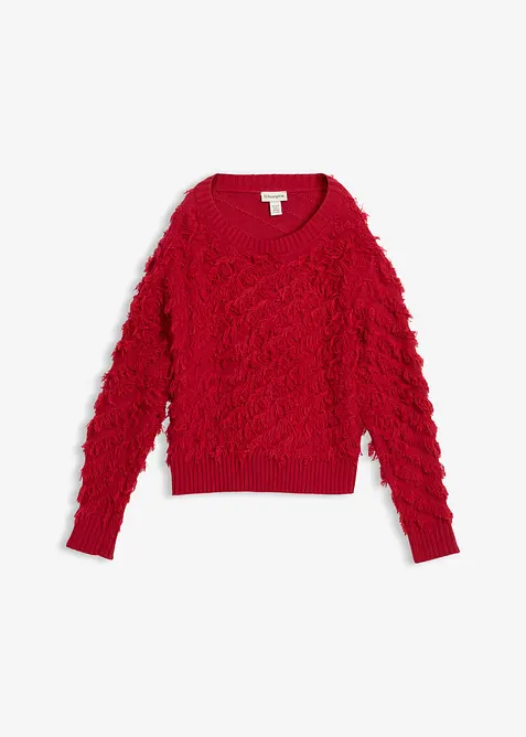 Grobstrick-Pullover mit Fransen, bonprix