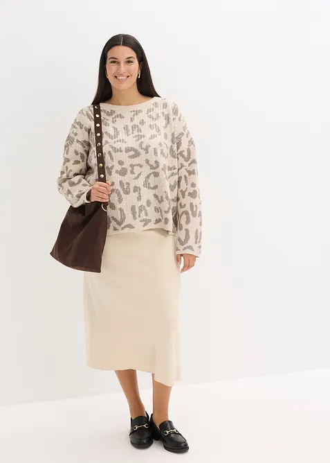 Jacquard Oversize Pullover mit Pailletten, bonprix