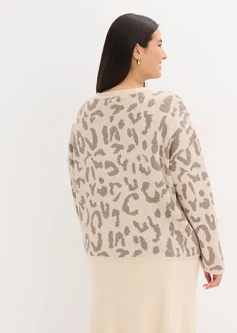 Jacquard Oversize Pullover mit Pailletten, bonprix