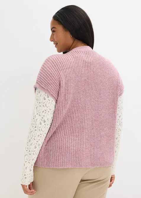 Gilet sans manches en laine mélangée avec boutons décoratifs, bonprix