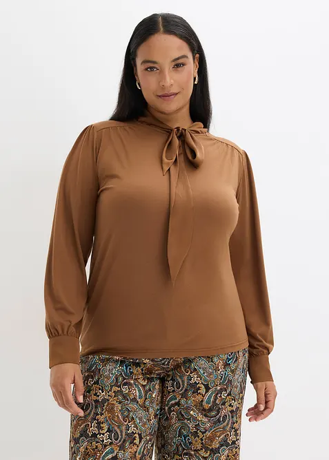 Shirt mit Viskose und Satinschluppe, bonprix