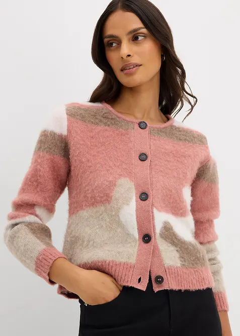 Gemusterte Strickjacke mit Knopfleiste, bonprix
