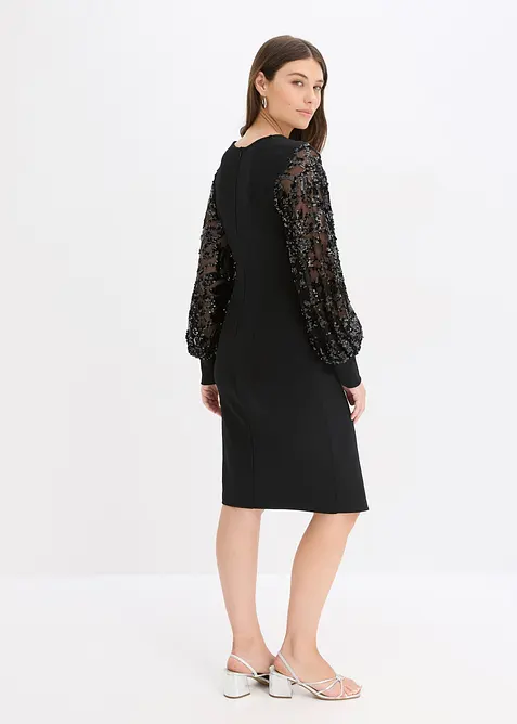 Robe midi à sequins brodés sur les manches, bonprix