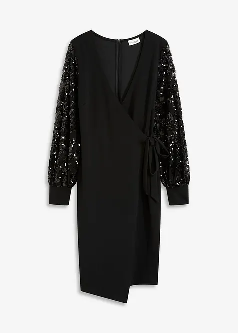 Robe midi à sequins brodés sur les manches, bonprix