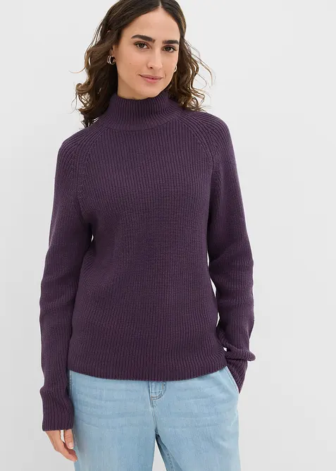 Pull en maille côtelée 100% coton, bonprix