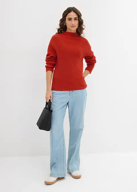 Pull en maille côtelée 100% coton, bonprix