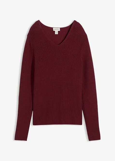 Pull en maille côtelée 100% coton, bonprix