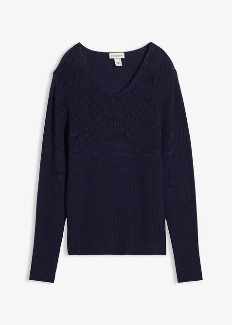 Pull en maille côtelée 100% coton, bonprix