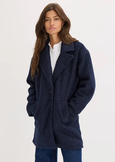 Manteau court et oversize en maille bouclette, bonprix