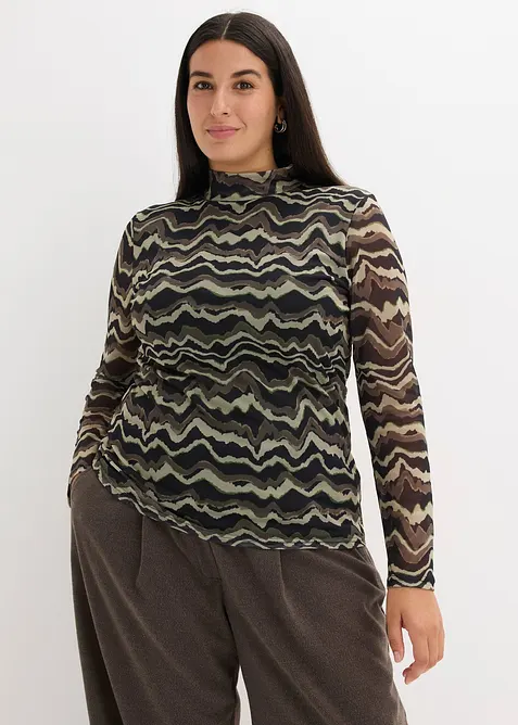 Langarmshirt aus softem Mesh, bonprix
