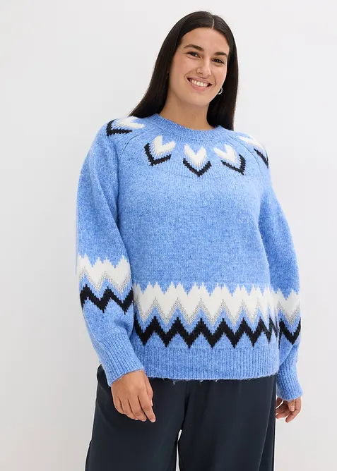Norweger-Pullover mit Glitzerstreifen, bonprix
