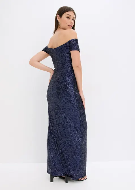 Robe à sequins et encolure Bardot, bonprix