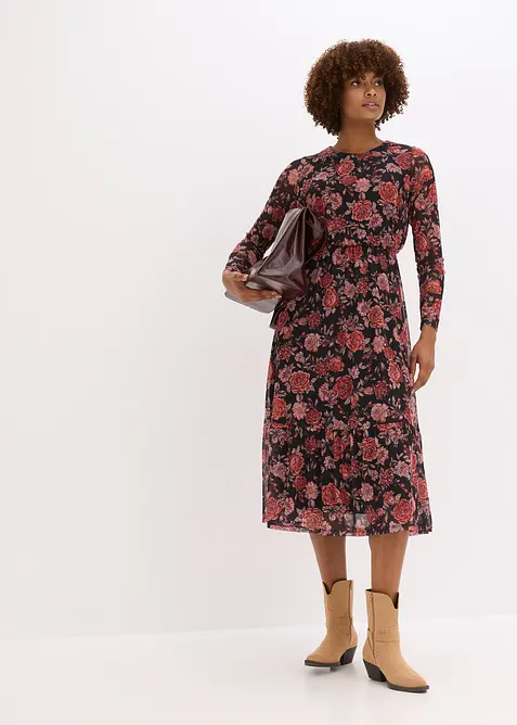 Robe midi en mesh doux, bonprix