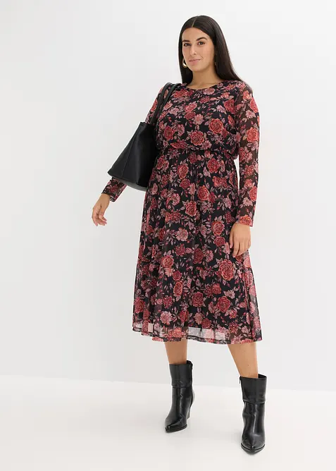 Midikleid aus softem Mesh, bonprix