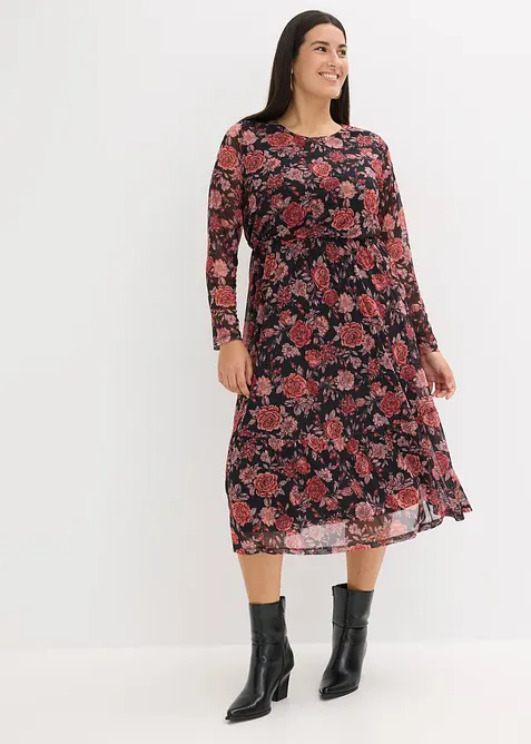 Midikleid aus softem Mesh, bonprix