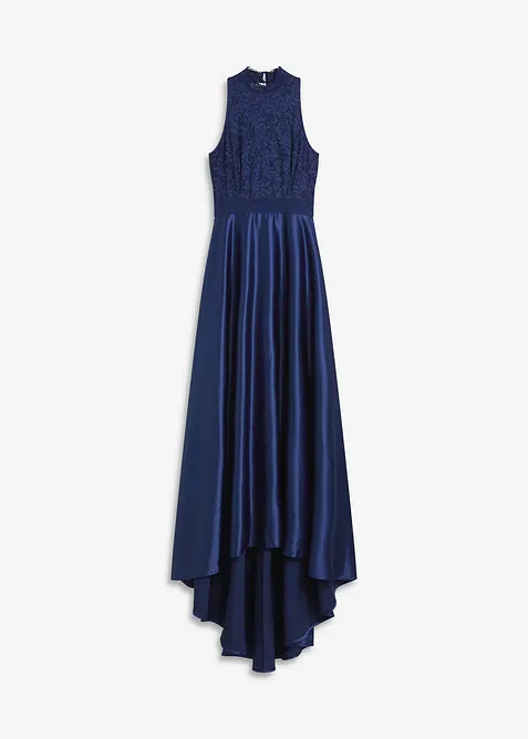 Robe longue en satin brillant et dentelle, bonprix