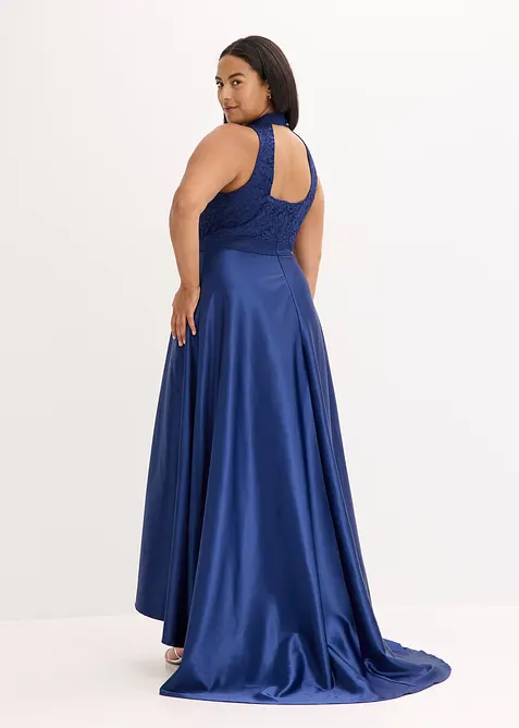 Robe longue en satin brillant et dentelle, bonprix