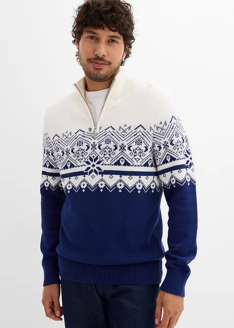 Pull norvégien 100% coton à col camionneur, bonprix