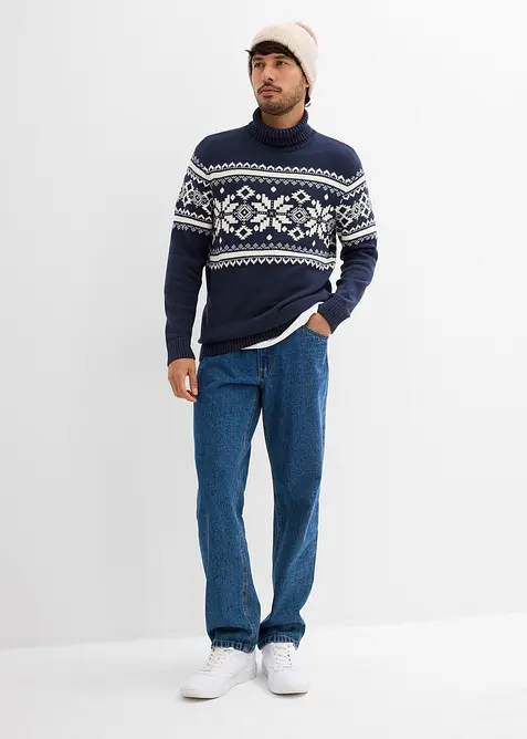 Norweger-Rollkragenpullover aus reiner Baumwolle, bonprix