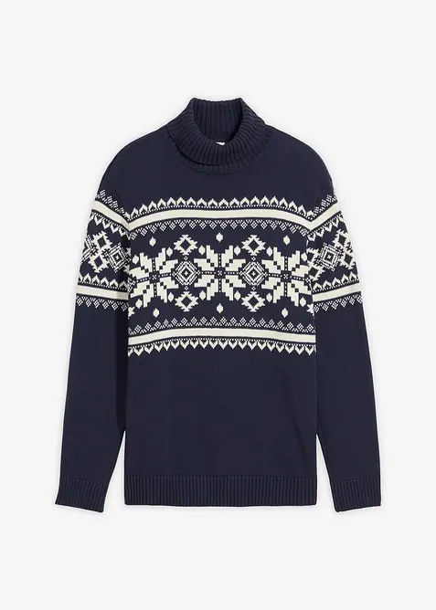 Norweger-Rollkragenpullover aus reiner Baumwolle, bonprix