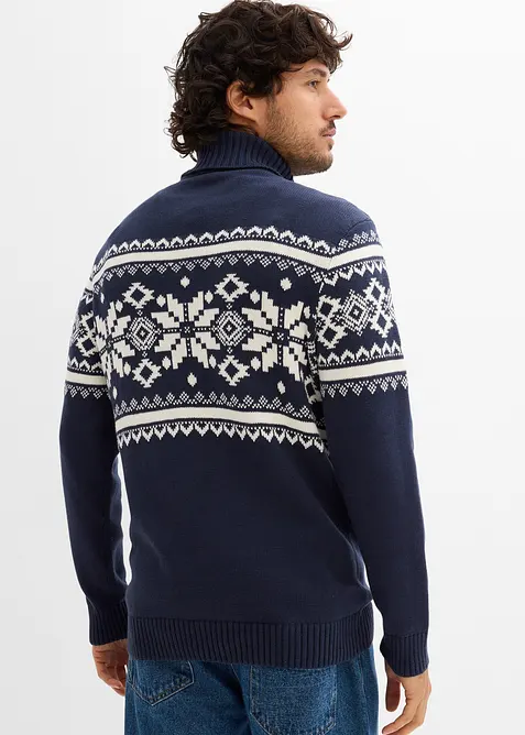 Norweger-Rollkragenpullover aus reiner Baumwolle, bonprix