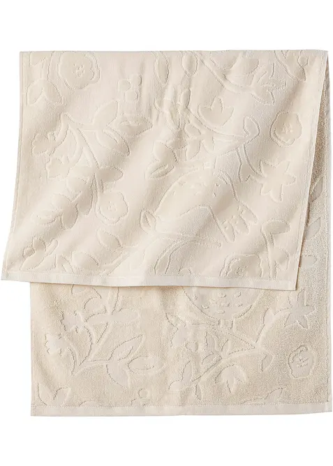 Serviette de toilette à fleurs en relief, bonprix