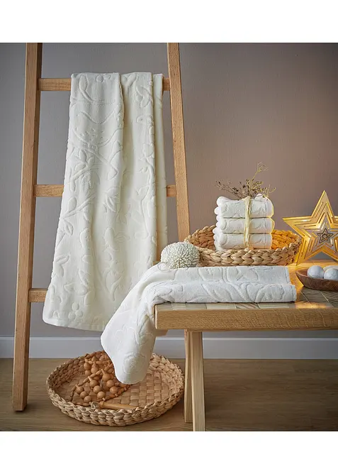 Serviette de toilette à fleurs en relief, bonprix