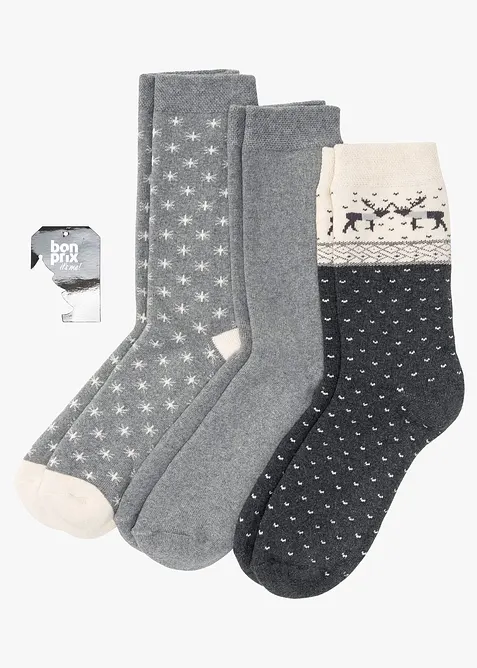 Thermo Socken mit Bio-Baumwolle (3er Pack), bonprix