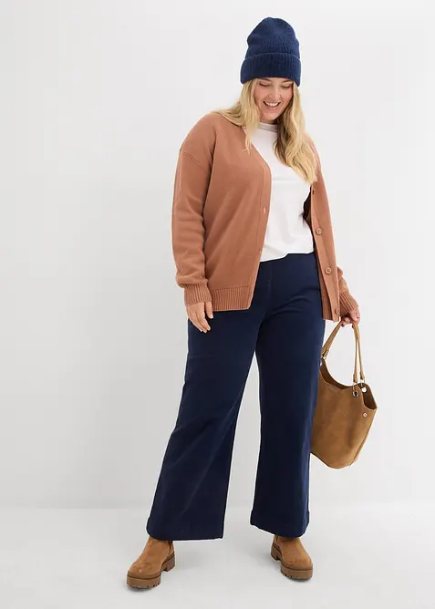 Weite Stretch-Cordhose, High-Waist, bonprix