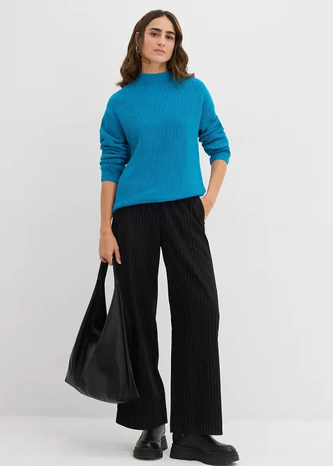 Pull en maille côtelée 100% coton, bonprix