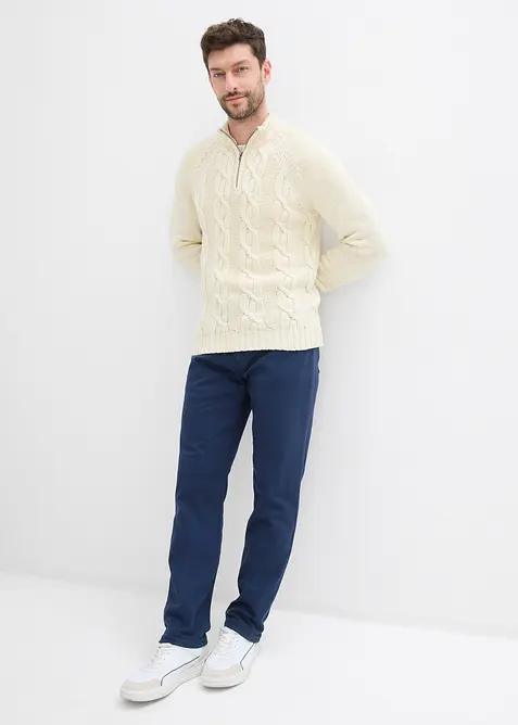 Pantalon extensible regular à doublure chaude en flanelle, droit, bonprix