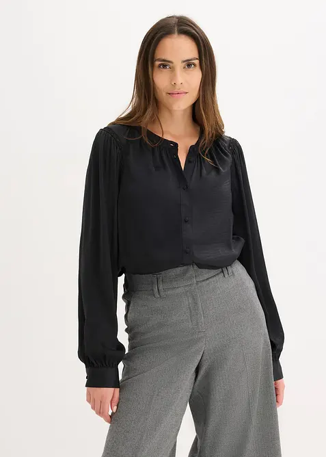 Satinbluse mit Spitzenbändern, bonprix