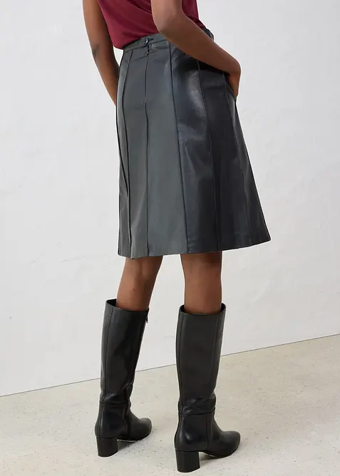 Ausgestellter Lederrock  aus Lammnappa, bonprix