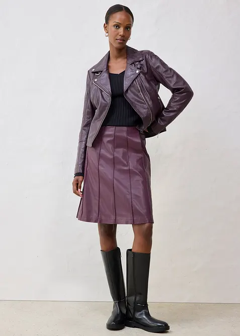 Ausgestellter Lederrock  aus Lammnappa, bonprix