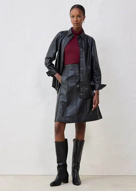 Ausgestellter Lederrock  aus Lammnappa, bonprix