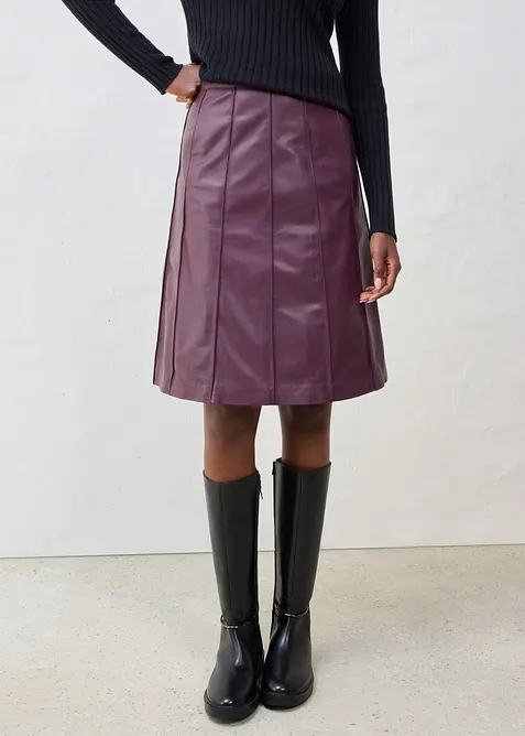 Ausgestellter Lederrock  aus Lammnappa, bonprix