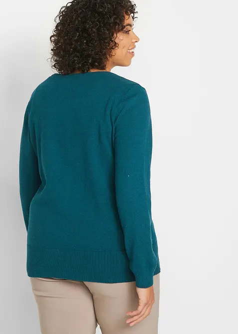 Basic Feinstrickjacke mit recycelter Baumwolle, bonprix