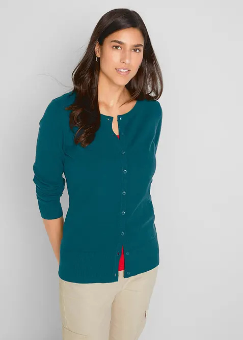 Basic Feinstrickjacke mit recycelter Baumwolle, bonprix